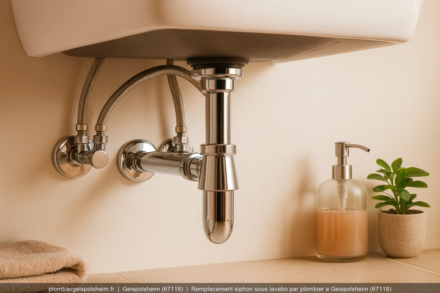 Remplacement siphon sous lavabo par plombier a Geispolsheim (67118)